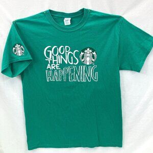 Starbucks Good Things Are Happening Double-Sided Employee Earth Day T-Shirt L